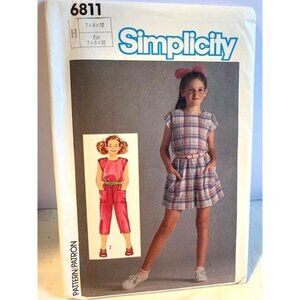 Simplicity 6811 Girls Jumpsuit Sewing Pattern Size 7 8 10 Uncut Retro Fun